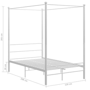 vidaXL Canopy Bed Frame without Mattress White Metal 120x200 cm