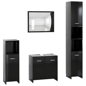 vidaXL 4 Piece Bathroom Furniture Set Black Engineered Wood