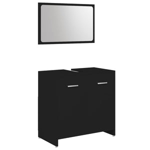 vidaXL 4 Piece Bathroom Furniture Set Black Engineered Wood