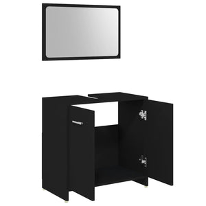 vidaXL 4 Piece Bathroom Furniture Set Black Engineered Wood