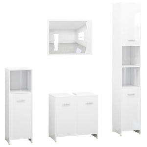 vidaXL 4 Piece Bathroom Furniture Set High Gloss White Engineered Wood