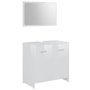 vidaXL 4 Piece Bathroom Furniture Set High Gloss White Engineered Wood