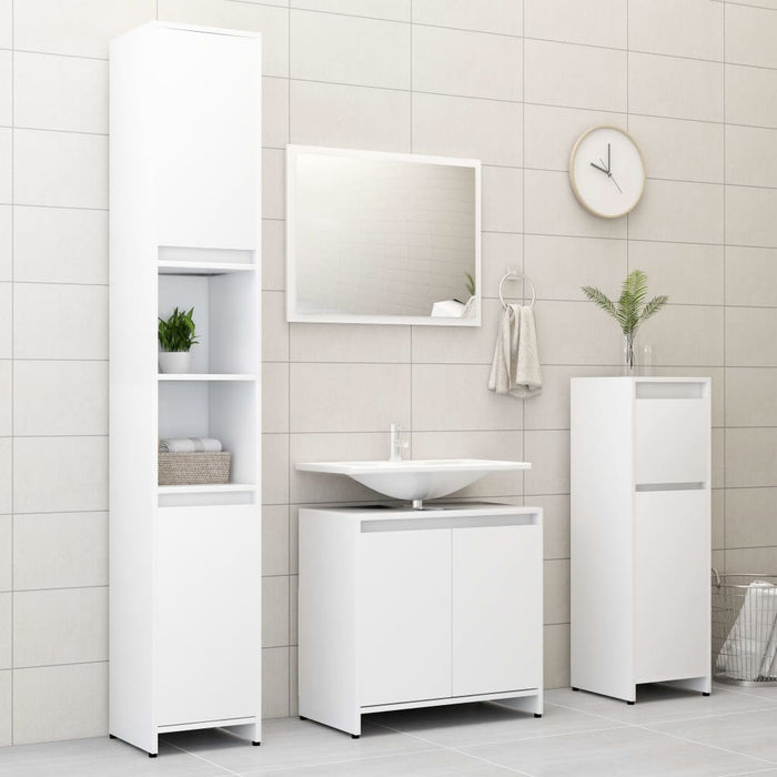 vidaXL 4 Piece Bathroom Furniture Set White Engineered Wood