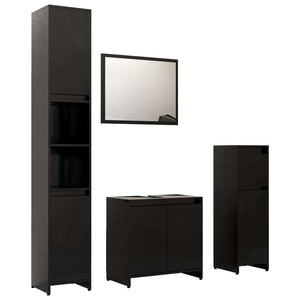 vidaXL 4 Piece Bathroom Furniture Set Black Engineered Wood