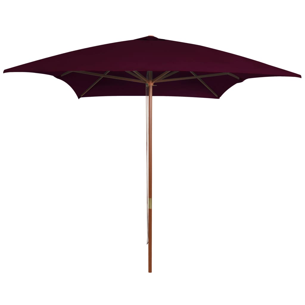 vidaXL Outdoor Parasol with Wooden Pole Bordeaux Red 200x300 cm