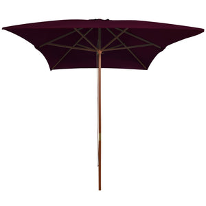 vidaXL Outdoor Parasol with Wooden Pole Bordeaux Red 200x300 cm