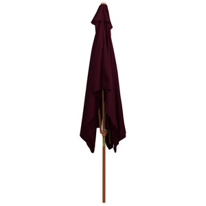 vidaXL Outdoor Parasol with Wooden Pole Bordeaux Red 200x300 cm