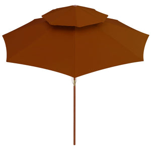 vidaXL Double Decker Parasol with Wooden Pole Terracotta 270 cm