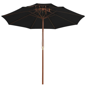 vidaXL Double Decker Parasol with Wooden Pole Black 270 cm