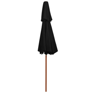 vidaXL Double Decker Parasol with Wooden Pole Black 270 cm