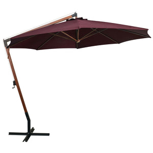 vidaXL Hanging Parasol with Pole Bordeaux Red 3.5x2.9 m Solid Fir Wood