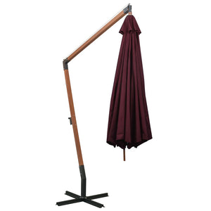 vidaXL Hanging Parasol with Pole Bordeaux Red 3.5x2.9 m Solid Fir Wood