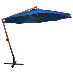 vidaXL Hanging Parasol with Pole Azure Blue 3.5x2.9 m Solid Fir Wood