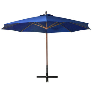 vidaXL Hanging Parasol with Pole Azure Blue 3.5x2.9 m Solid Fir Wood