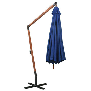 vidaXL Hanging Parasol with Pole Azure Blue 3.5x2.9 m Solid Fir Wood