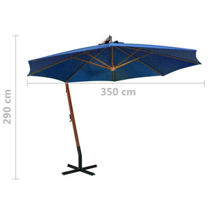 vidaXL Hanging Parasol with Pole Azure Blue 3.5x2.9 m Solid Fir Wood