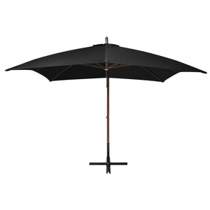 vidaXL Hanging Parasol with Pole Black 3x3 m Solid Fir Wood