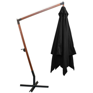 vidaXL Hanging Parasol with Pole Black 3x3 m Solid Fir Wood