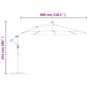 vidaXL Cantilever Garden Parasol with LED Lights and Steel Pole Terracotta