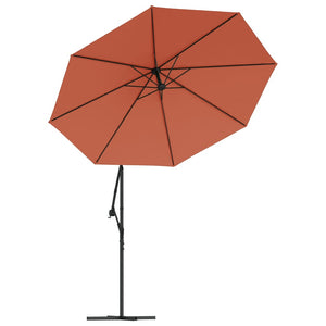 vidaXL Cantilever Garden Parasol with LED Lights and Steel Pole Terracotta