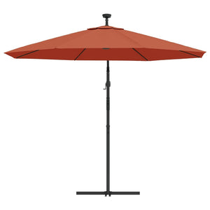 vidaXL Cantilever Garden Parasol with LED Lights and Steel Pole Terracotta