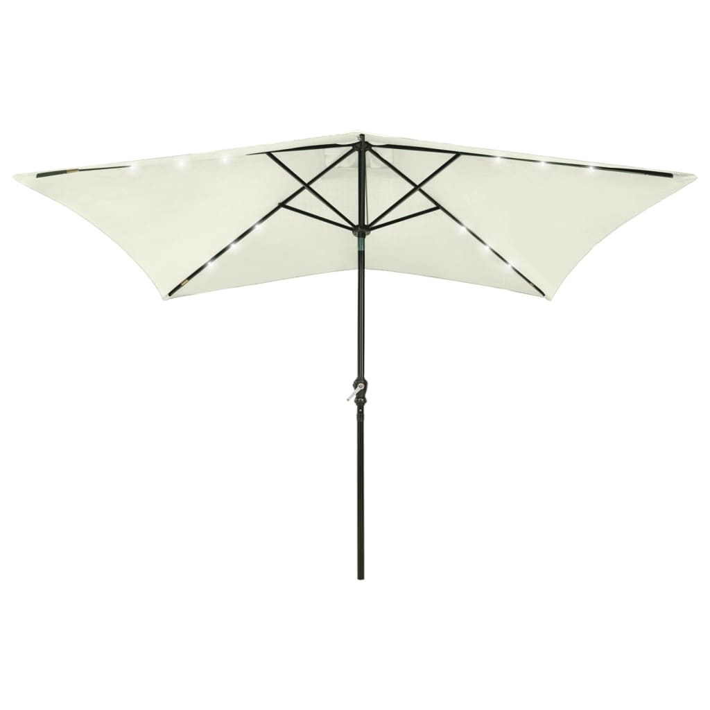 vidaXL Parasol with LEDs and Steel Pole Sand 2x3 m