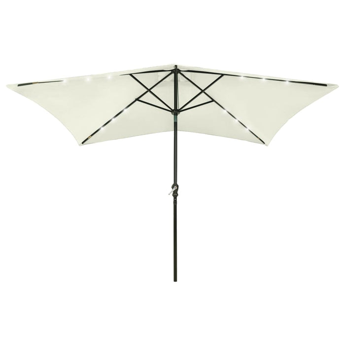 vidaXL Parasol with LEDs and Steel Pole Sand 2x3 m