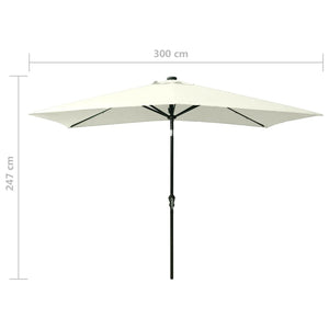 vidaXL Parasol with LEDs and Steel Pole Sand 2x3 m