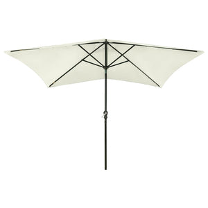 vidaXL Parasol with LEDs and Steel Pole Sand 2x3 m