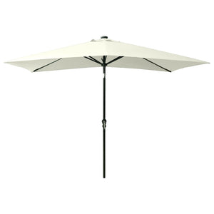 vidaXL Parasol with LEDs and Steel Pole Sand 2x3 m