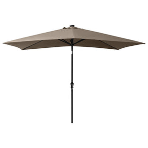 vidaXL Parasol with LEDs and Steel Pole Taupe 2x3 m