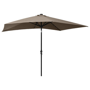 vidaXL Parasol with LEDs and Steel Pole Taupe 2x3 m