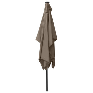 vidaXL Parasol with LEDs and Steel Pole Taupe 2x3 m