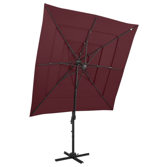 vidaXL 4-Tier Garden Parasol with Aluminium Pole Bordeaux Red 250x250 cm