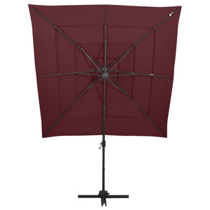 vidaXL 4-Tier Garden Parasol with Aluminium Pole Bordeaux Red 250x250 cm