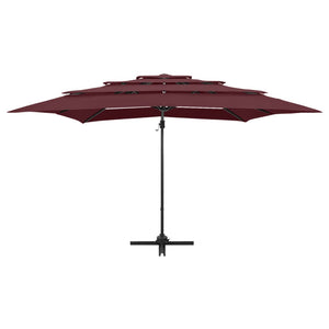 vidaXL 4-Tier Garden Parasol with Aluminium Pole Bordeaux Red 250x250 cm