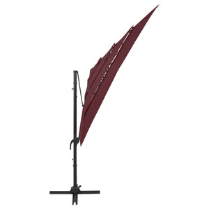 vidaXL 4-Tier Garden Parasol with Aluminium Pole Bordeaux Red 250x250 cm