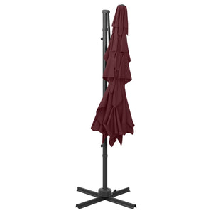 vidaXL 4-Tier Garden Parasol with Aluminium Pole Bordeaux Red 250x250 cm