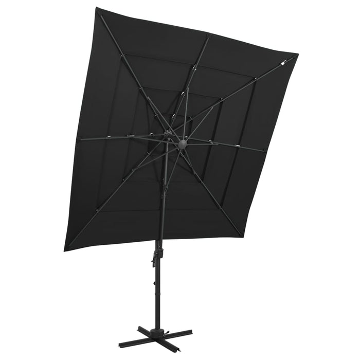 vidaXL 4-Tier Parasol with Aluminium Pole Black 250x250 cm