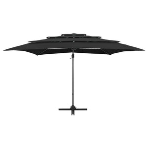 vidaXL 4-Tier Parasol with Aluminium Pole Black 250x250 cm