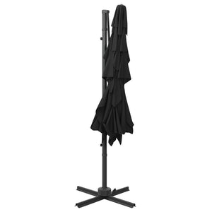 vidaXL 4-Tier Parasol with Aluminium Pole Black 250x250 cm