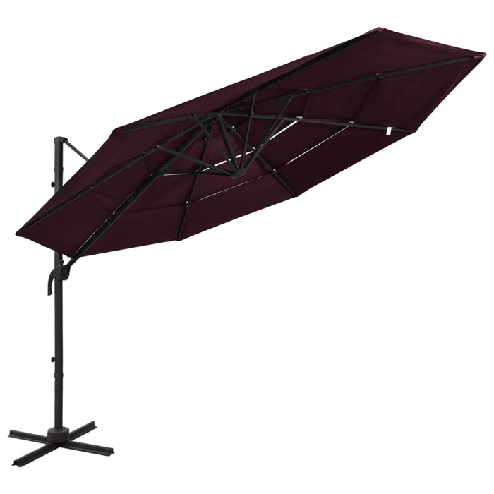 vidaXL 4-Tier Garden Parasol with Aluminium Pole Bordeaux Red 3x3 m