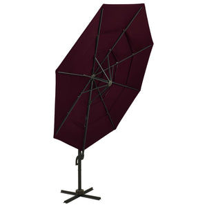 vidaXL 4-Tier Garden Parasol with Aluminium Pole Bordeaux Red 3x3 m