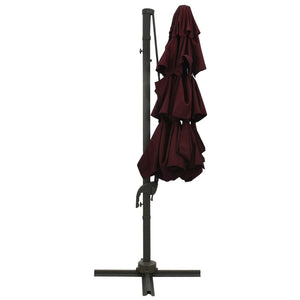 vidaXL 4-Tier Garden Parasol with Aluminium Pole Bordeaux Red 3x3 m