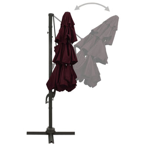 vidaXL 4-Tier Garden Parasol with Aluminium Pole Bordeaux Red 3x3 m