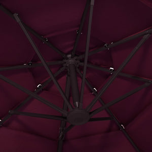 vidaXL 4-Tier Garden Parasol with Aluminium Pole Bordeaux Red 3x3 m