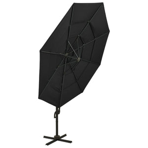 vidaXL 4-Tier Garden Parasol with Aluminium Pole Black 3x3 m