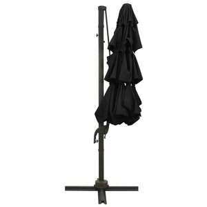 vidaXL 4-Tier Garden Parasol with Aluminium Pole Black 3x3 m