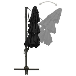 vidaXL 4-Tier Garden Parasol with Aluminium Pole Black 3x3 m