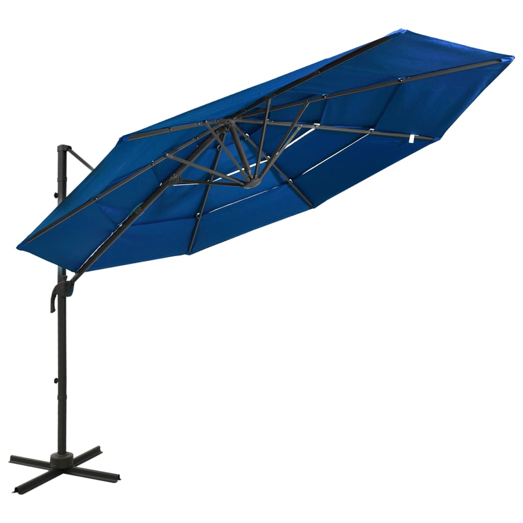 vidaXL 4-Tier Parasol with Aluminium Pole Azure Blue 3x3 m